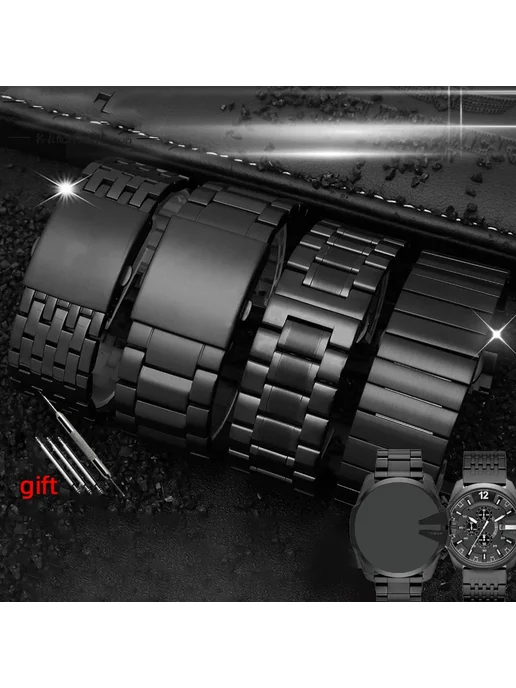 Ou Heng Ремешок для часов из нержавеющей стали Черный, 30mm, черный, фото 2