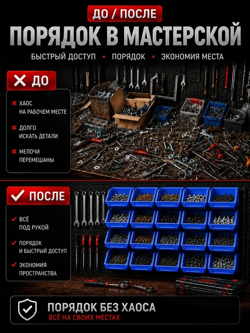 Лотки для метизов 6 шт с креплением на стену, 6 шт, фото 5