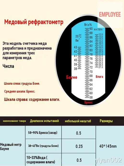 Рефрактометр для измерения влажности мёда, вариант, фото 4