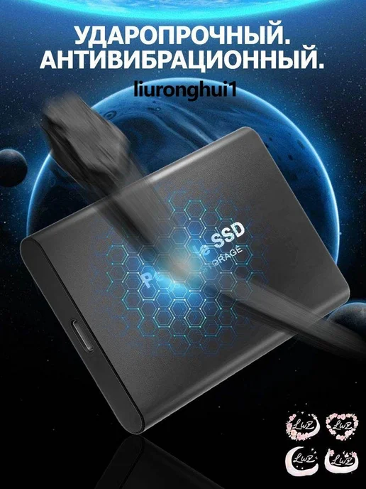 Внешний портативный SSD диск ТБ，Type-C, скорость чтения/записи до 1050 МБ/с, портативный мобильный накопитель 14TB, 1 ТБ, фото 6