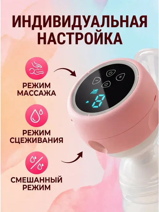 Молокоотсос электрический беспроводной, розовый, фото 2