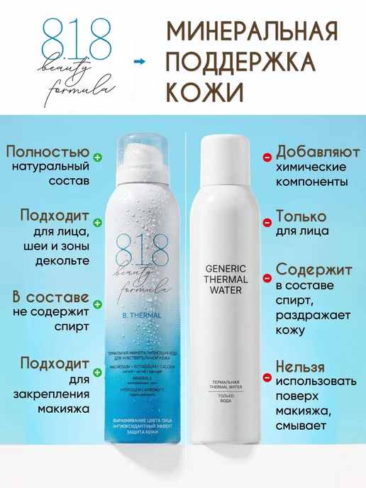 818 beauty formula Термальная вода для лица спрей для кожи 2, вариант, фото 3