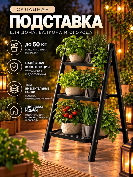 Складная лестница 4 ступени для дома и дачи, 150 кг, фото 3