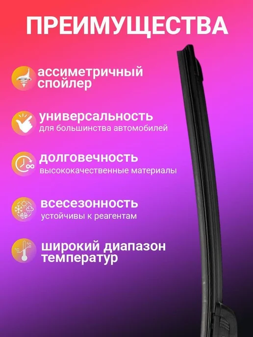 Нет бренда Щетка стеклоочистителя дворник бескаркасная 550мм, 550мм, фото 3