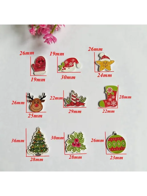 AXHSR Деревянные подвески на Новогоднюю тематику, 50 шт, Mix Style, 50 шт, фото 4