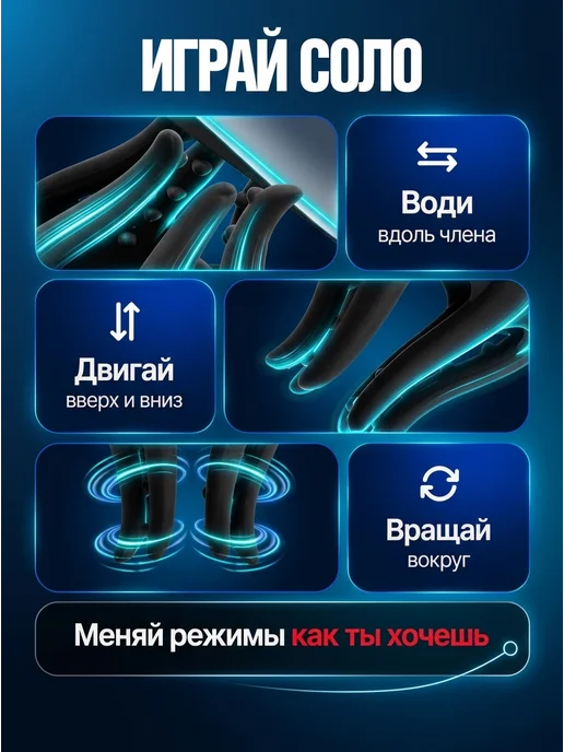 SECRET SHOP Мужской вибратор для головки члена с языком, черный, фото 4