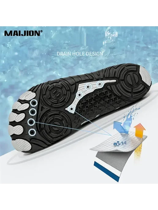 MAIJION Аквашузы нескользящие, быстросохнущие, легкие, для ходьбы б, синий, фото 5
