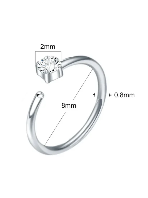 Пирсинг-кольцо в нос, титан, 0.8 * 8 мм, 0.8x8 мм, фото 2