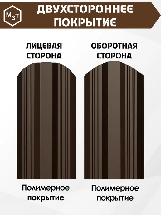 МосЗаводТеплиц Штакетник широкий металлический для забора 2 м М-обр 20 шт, 20 шт, фото 3