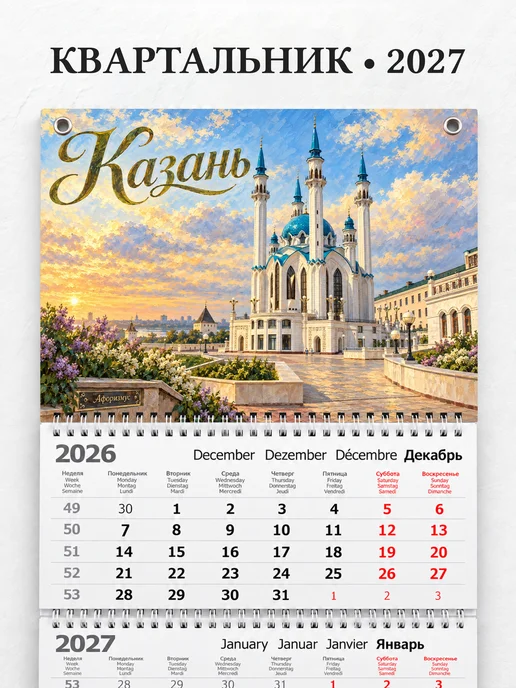 Календарь квартальный 2027 Казань