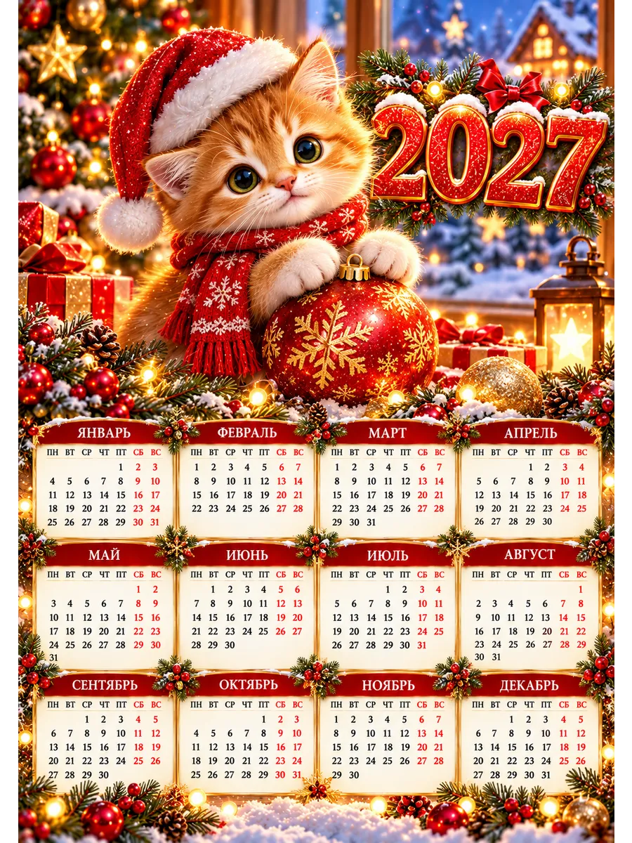 Календарь на 2027 год Котенок А3 — миниатюра 5