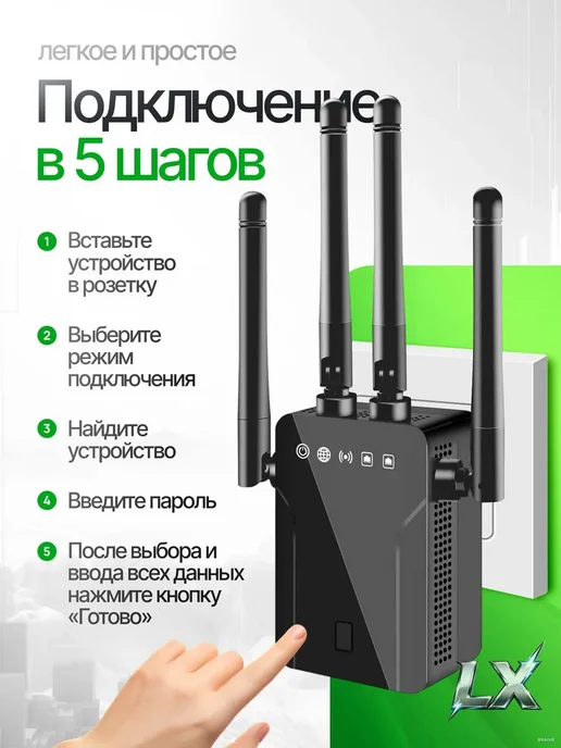 Усилитель Wi-Fi сигнала 2.4 5 ГГц, 1200 Мбит с, вариант, фото 5