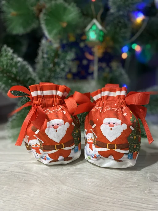 Ткани ВВ Мешочки для подарков новогодние 2 шт, 2 шт, фото 5