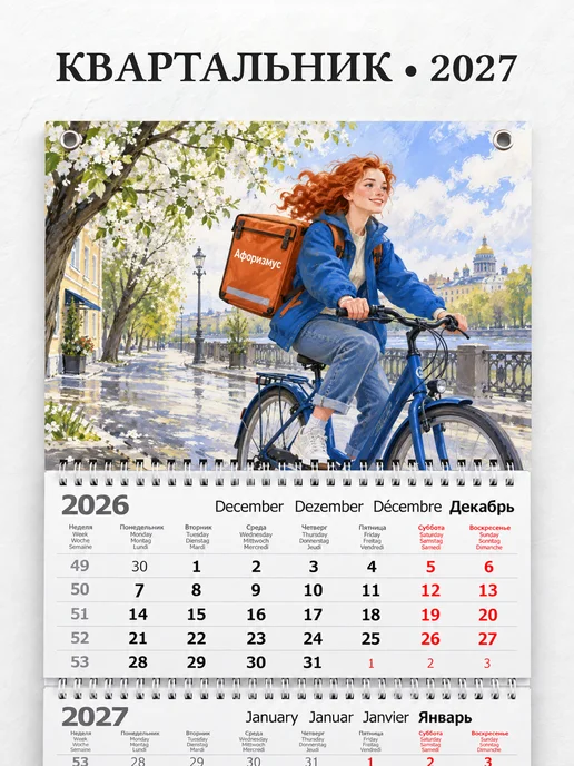 Календарь квартальный 2027 курьера