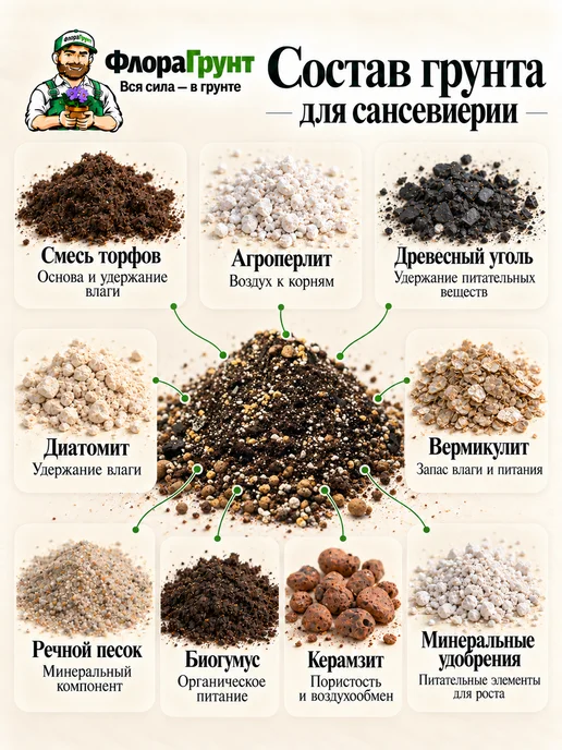 ФлораГрунт Грунт для Сансевиерии, 3л, 3 л, фото 2
