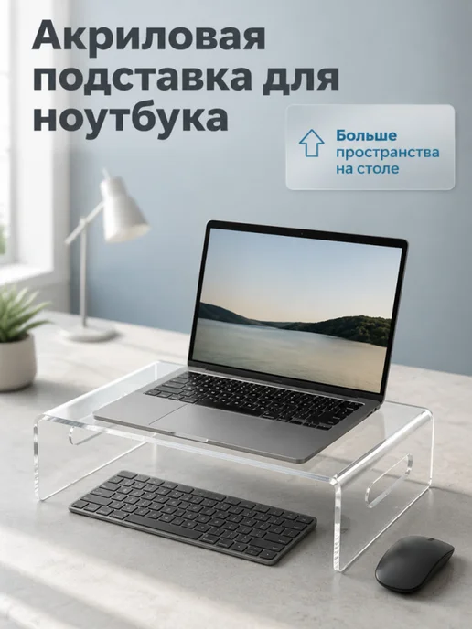 Акриловая подставка для ноутбука и монитора 30×20×8,5 см, 30x20