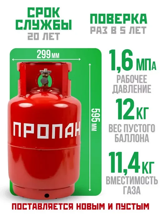 Novogas Газовый баллон 27 литров с вентилем (пустой), Пустой, фото 2