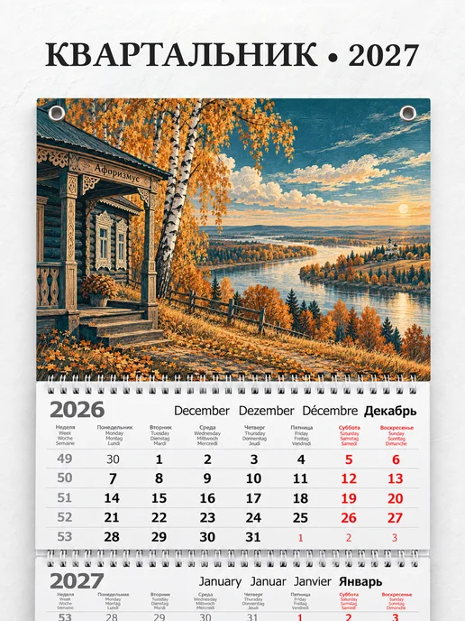 Календарь квартальный 2027 Россия