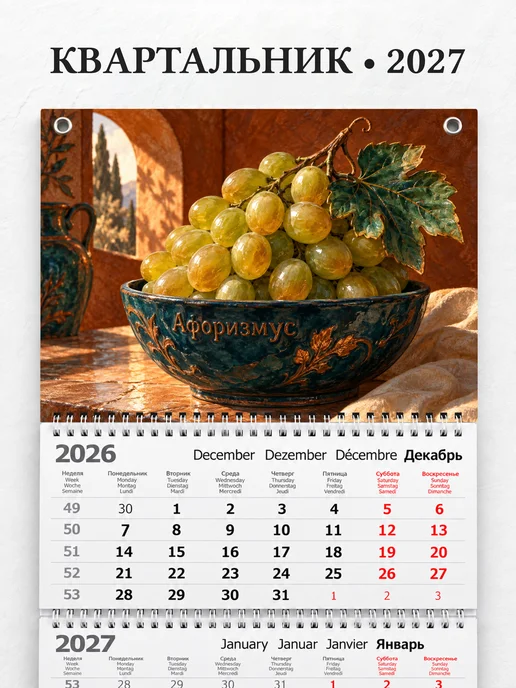 Календарь квартальный 2027 Виноград
