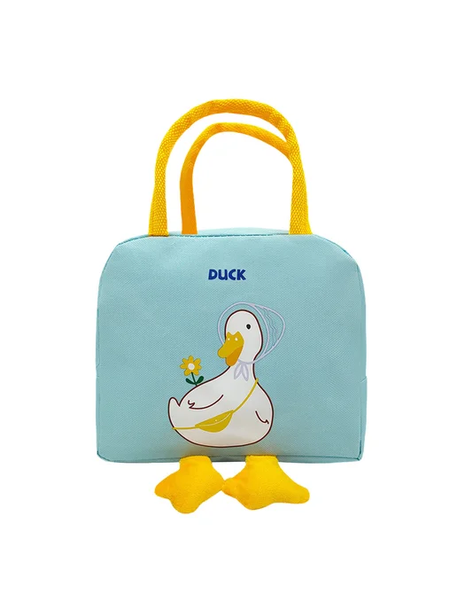 Duck Cartoon Insulated Lunch Bag Large Capacity Oxford Cloth, синий