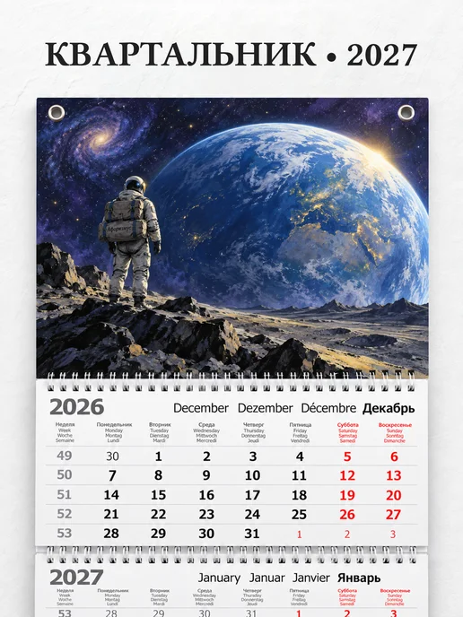 Календарь квартальный 2027 Космос
