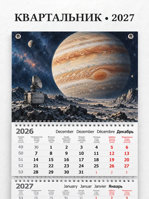 Календарь квартальный 2027 Юпитер
