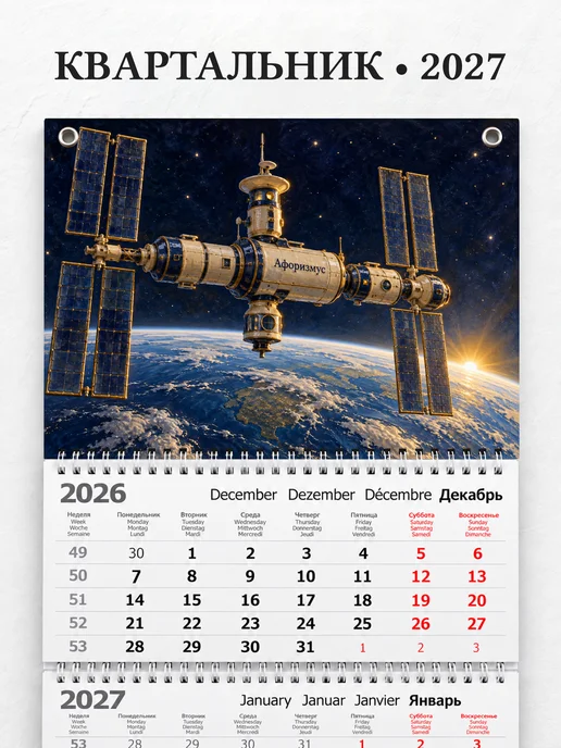 Календарь квартальный 2027 Космические станции