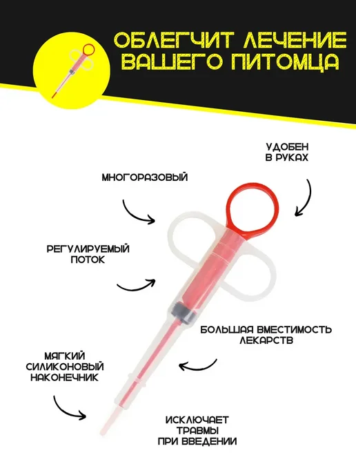 Таблеткодаватель для кошек с силиконовым наконечником, 3 шт, фото 4