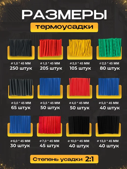 Термоусадка набор трубка изоляция проводов кейс, вариант, фото 2