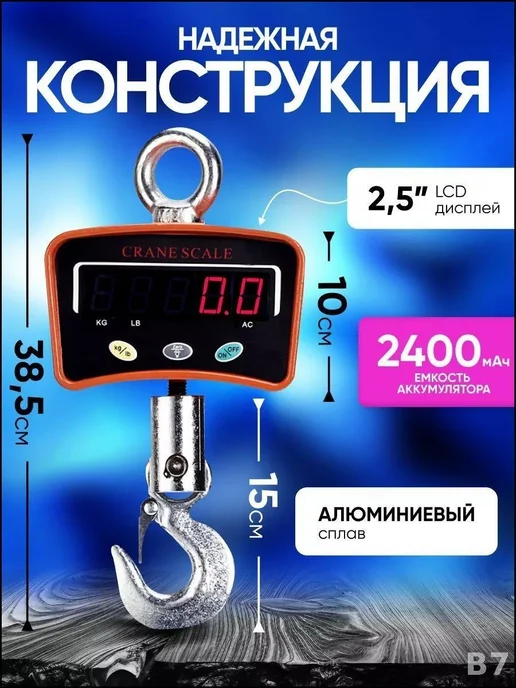 Подвесные весы до 1000 кг с LCD-дисплеем, 1000 кг, фото 4