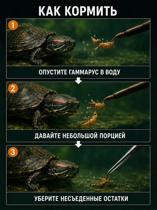 Корм для черепахи красноухой, гаммарус тушка сушеный 550 мл, 550 мл, фото 7