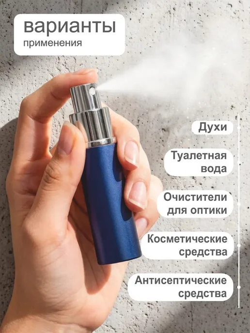 Нет бренда набор атомайзеров для духов 2 шт по 5мл. синий и серебро мат, 2 шт, 5 мл, фото 2