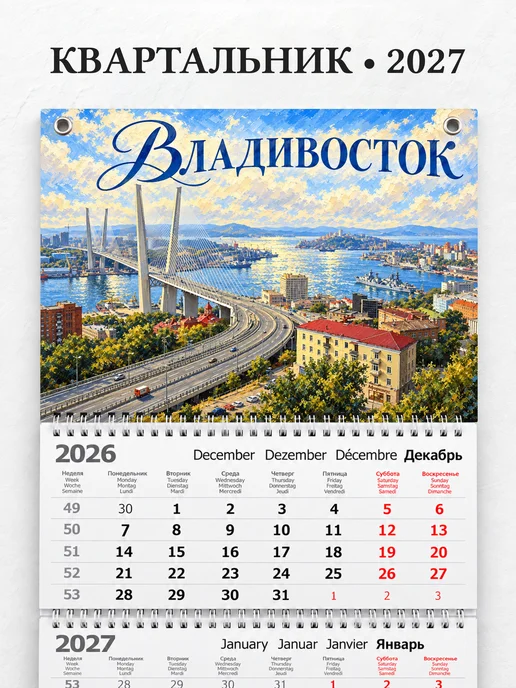 Календарь квартальный 2027 Владивосток