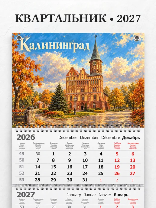Календарь квартальный 2027 Калининград