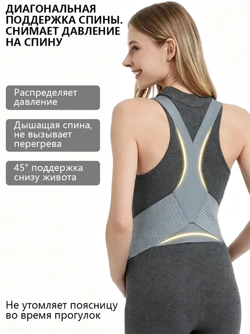 Бандаж с лямками для беременных, поддержка живота, серый, фото 2