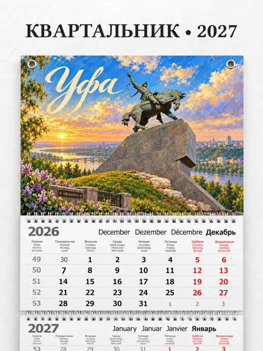Календарь квартальный 2027 Уфа