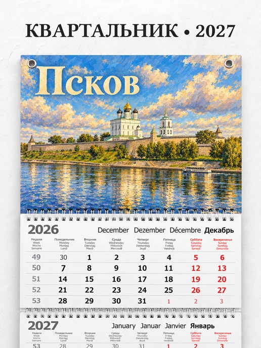 Календарь квартальный 2027 Псков
