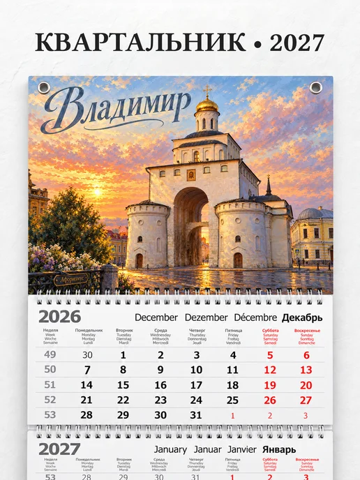 Календарь квартальный 2027 Владимир