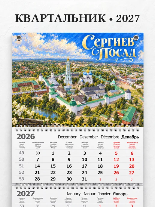 Календарь квартальный 2027 Сергиев Посад