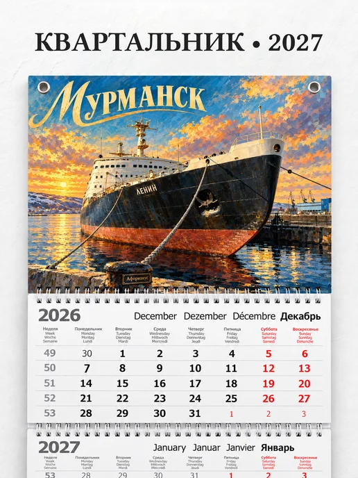 Календарь квартальный 2027 Мурманск