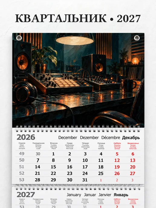 Календарь квартальный 2027 Техно