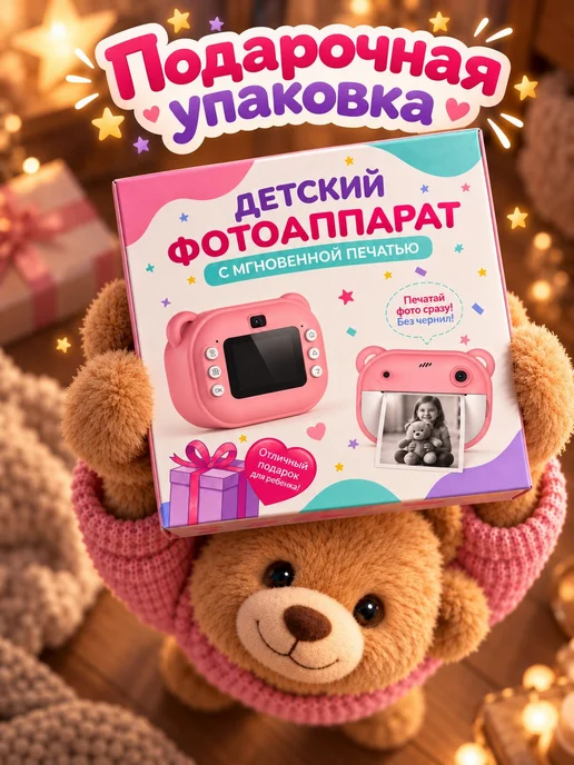 Фотоаппарат детский мгновенной печати черно-белой с, черный, фото 2