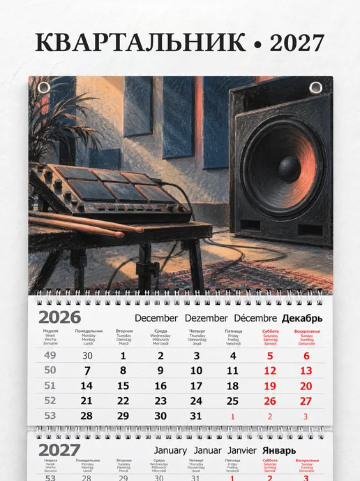 Календарь квартальный 2027 Drum and Bass