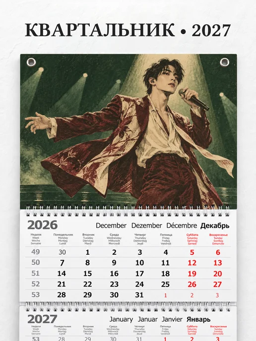 Календарь квартальный 2027 K-pop