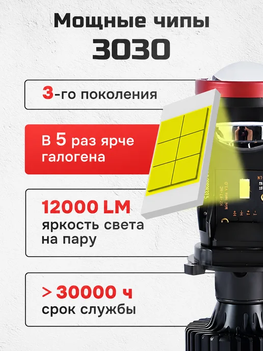 ZMB Светодиодные автомобильные H4 BI LED лампы Н4 билед, вариант, фото 4
