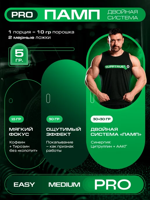 supptrue Предтренировочный комплекс для женщин и мужчин предтрен памп, вариант, фото 3
