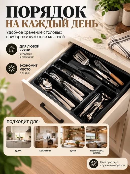 кухонный органайзер с отделениями, черный, фото 5