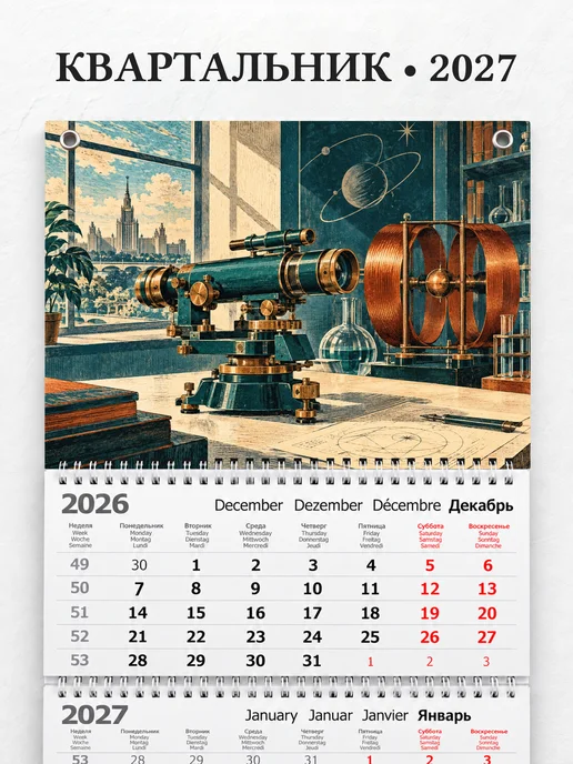 Календарь квартальный 2027 Советская наука