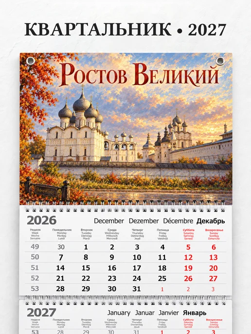 Календарь квартальный 2027 Ростов Великий