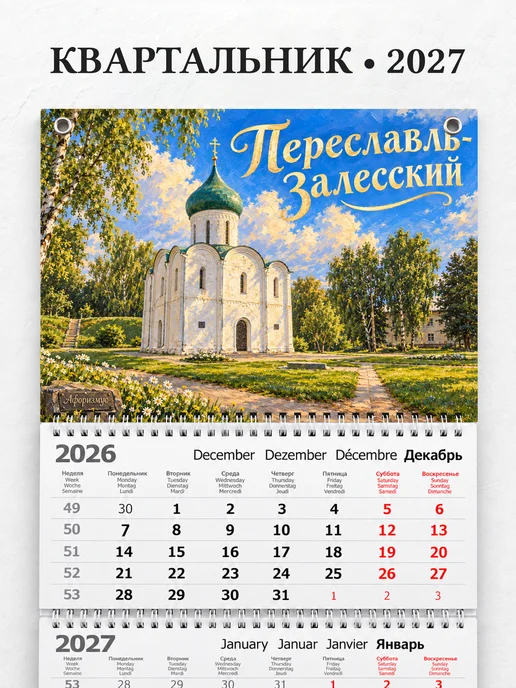 Календарь квартальный 2027 Переславль-Залесский